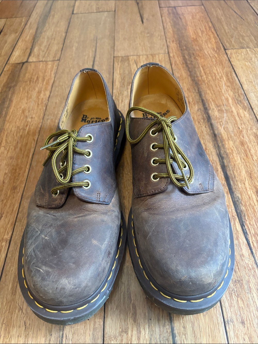DR MARTENS 1561 Brown Leather 4-eye Gibson Oxford Lace Up - Picture 4 of 11